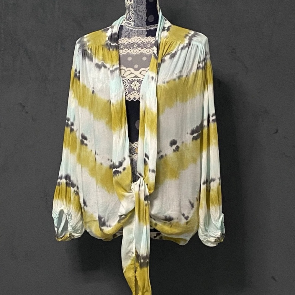 Young Fabulous Broke Kimono Cardigan Womens S Tie Dye Long Sleeve Cover Up BOHO